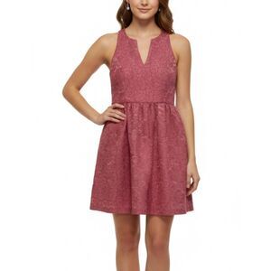 4.Collective Anthropologie Rose Pink Floral Jaquard V-Neck Sleeveless Dress Sz 6